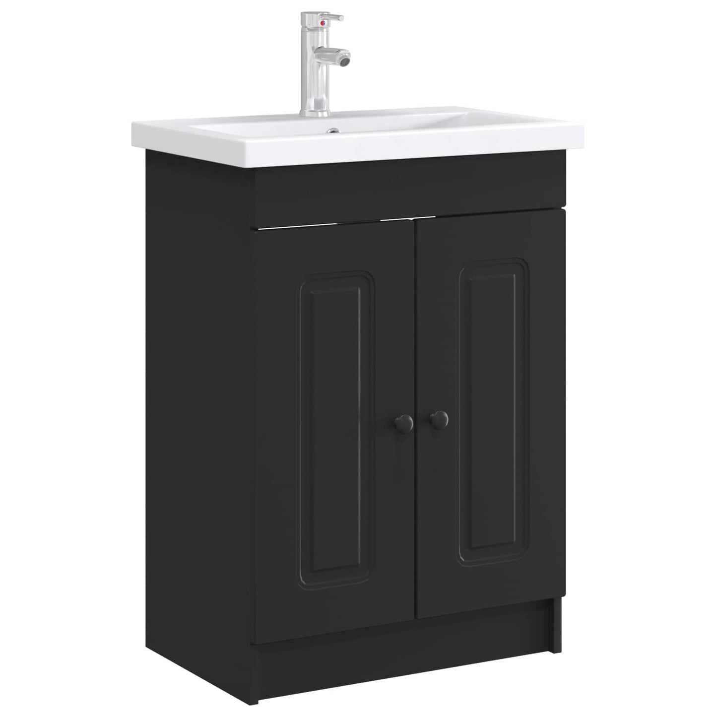 Bathroom under Sink Cabinet Black 56 x 37.5 x 81 cm