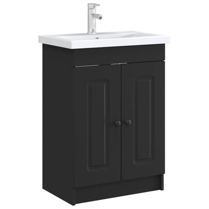 Bathroom under Sink Cabinet Black 56 x 37.5 x 81 cm