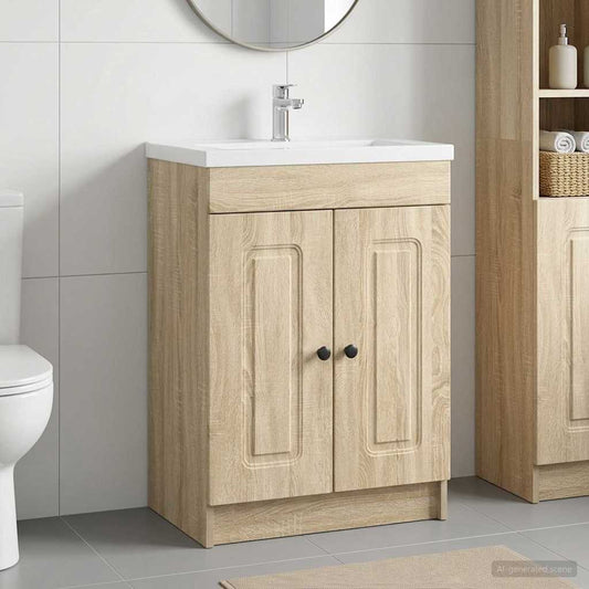 Bathroom under Sink Cabinet Sonoma Oak 56 x 37.5 x 81 cm
