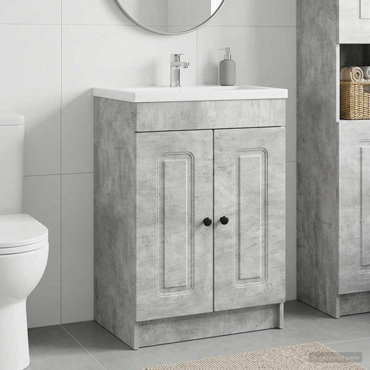 Bathroom under Sink Cabinet Concrete Grey 56 x 37.5 x 81 cm