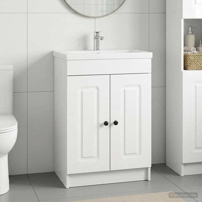 Bathroom under Sink Cabinet High Gloss White 56 x 37.5 x 81 cm