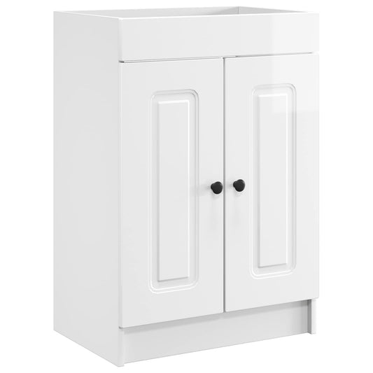 Bathroom under Sink Cabinet High Gloss White 56 x 37.5 x 81 cm