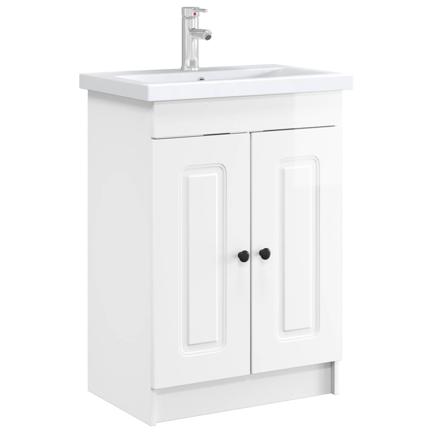 Bathroom under Sink Cabinet High Gloss White 56 x 37.5 x 81 cm