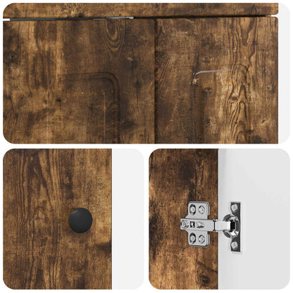 Bathroom under Sink Cabinet Smoked Oak 56 x 37.5 x 81 cm