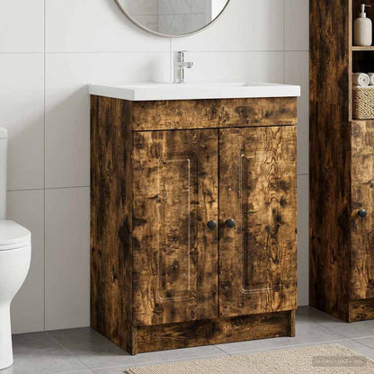 Bathroom under Sink Cabinet Smoked Oak 56 x 37.5 x 81 cm