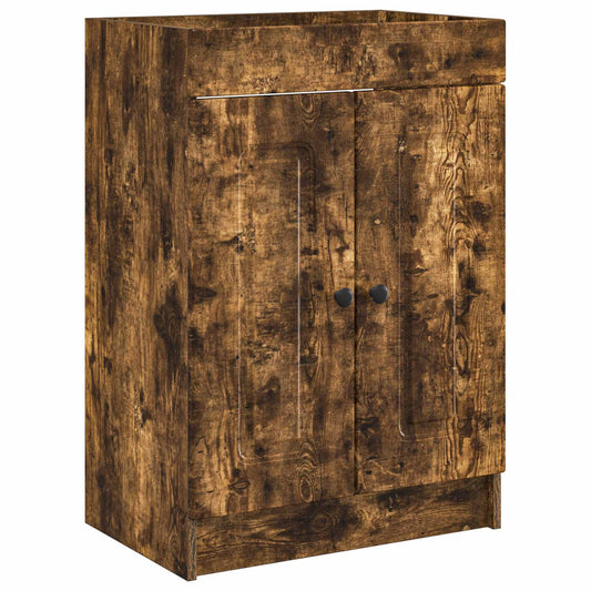 Bathroom under Sink Cabinet Smoked Oak 56 x 37.5 x 81 cm