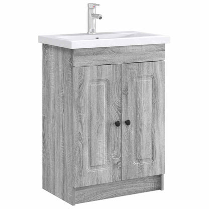 Bathroom under Sink Cabinet Grey Sonoma 56 x 37.5 x 81 cm