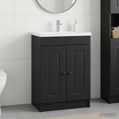 Bathroom under Sink Cabinet Black 78.5 x 37.5 x 81 cm