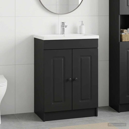 Bathroom under Sink Cabinet Black 78.5 x 37.5 x 81 cm