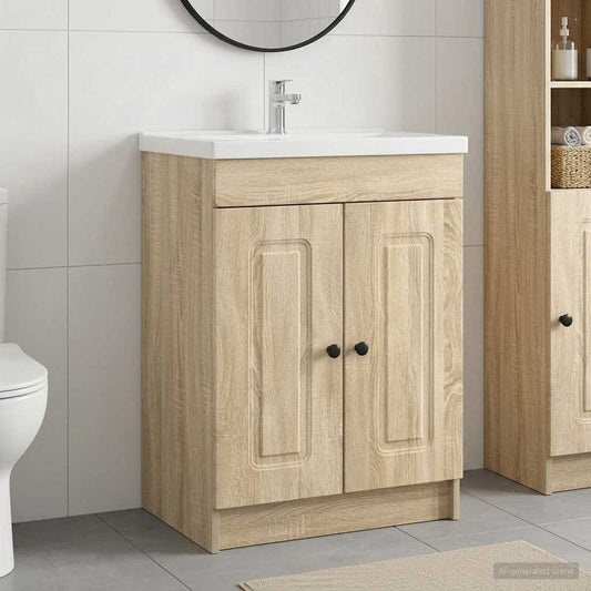 Bathroom under Sink Cabinet Sonoma Oak 78.5 x 37.5 x 81 cm