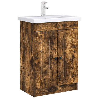 Bathroom under Sink Cabinet Smoked Oak 78.5 x 37.5 x 81 cm
