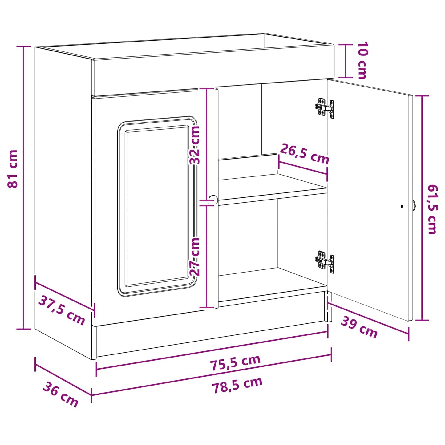 Bathroom under Sink Cabinet Grey Sonoma 78.5 x 37.5 x 81 cm
