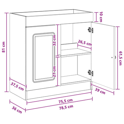 Bathroom under Sink Cabinet Old Wood 78.5 x 37.5 x 81 cm