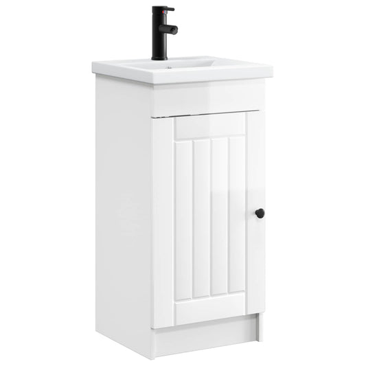 Bathroom Vanity with Sink High Gloss White 42 x 40 x 84.5 cm