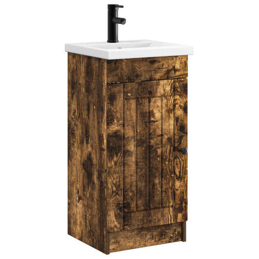Bathroom Vanity with Sink Smoked Oak 42 x 40 x 84.5 cm