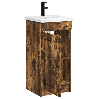 Bathroom Vanity with Sink Smoked Oak 42 x 40 x 84.5 cm