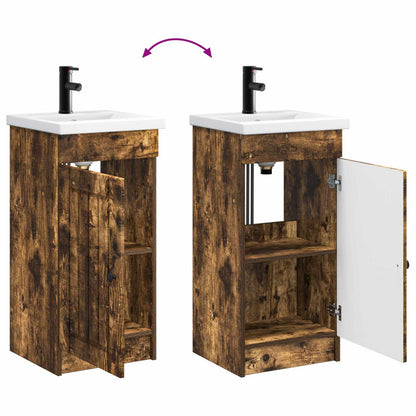 Bathroom Vanity with Sink Smoked Oak 42 x 40 x 84.5 cm
