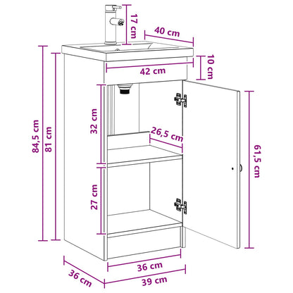 Bathroom Vanity with Sink Smoked Oak 42 x 40 x 84.5 cm
