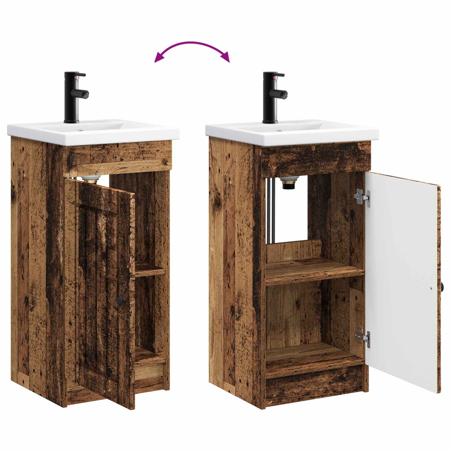Bathroom Vanity with Sink Old Wood 42 x 40 x 84.5 cm