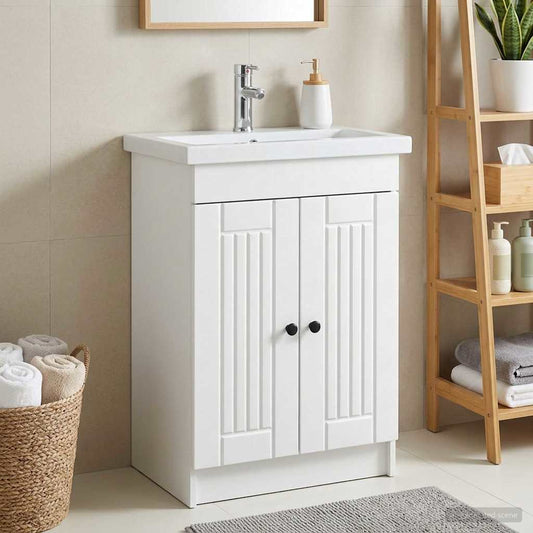 Bathroom under Sink Cabinet White 56 x 37.5 x 81 cm