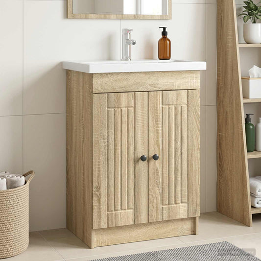 Bathroom under Sink Cabinet Sonoma Oak 56 x 37.5 x 81 cm