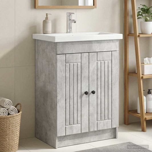 Bathroom under Sink Cabinet Concrete Grey 56 x 37.5 x 81 cm