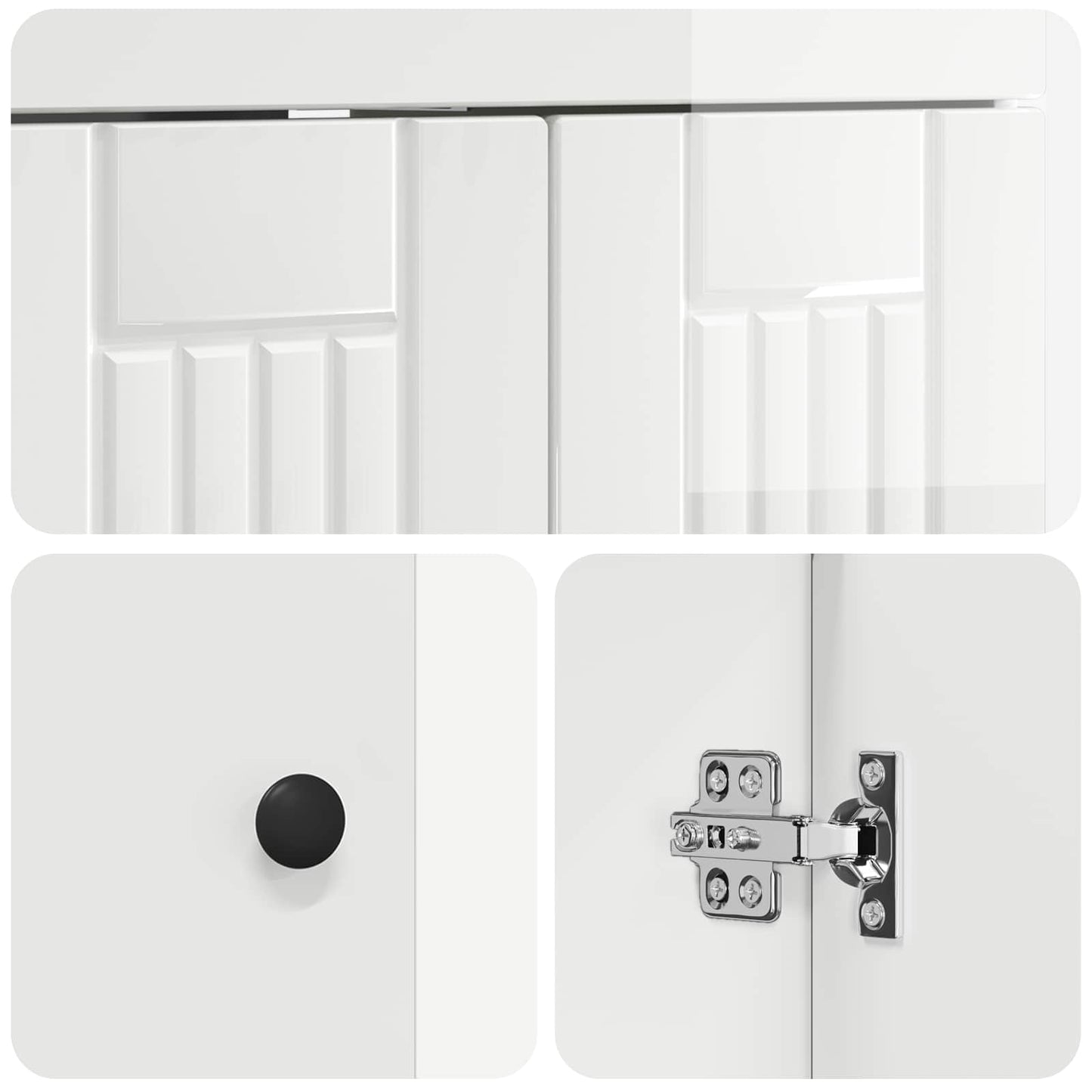 Bathroom under Sink Cabinet High Gloss White 56 x 37.5 x 81 cm