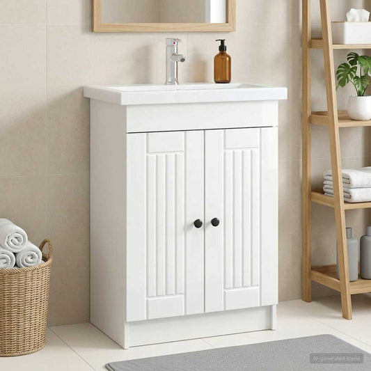 Bathroom under Sink Cabinet High Gloss White 56 x 37.5 x 81 cm