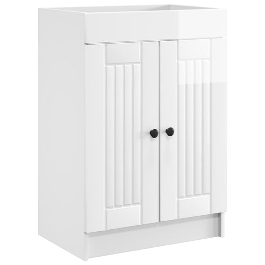 Bathroom under Sink Cabinet High Gloss White 56 x 37.5 x 81 cm