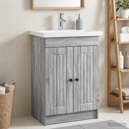 Bathroom under Sink Cabinet Grey Sonoma 56 x 37.5 x 81 cm