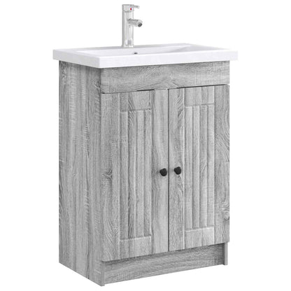Bathroom under Sink Cabinet Grey Sonoma 56 x 37.5 x 81 cm