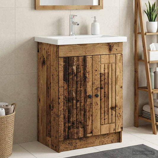 Bathroom under Sink Cabinet Old Wood 56 x 37.5 x 81 cm