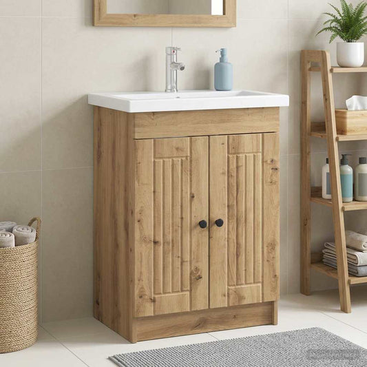 Bathroom under Sink Cabinet Artisan Oak 56 x 37.5 x 81 cm