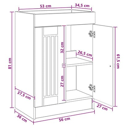 Bathroom under Sink Cabinet Artisan Oak 56 x 37.5 x 81 cm