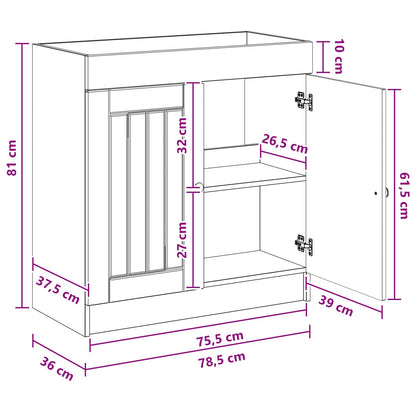 Bathroom under Sink Cabinet White 78.5 x 37.5 x 81 cm