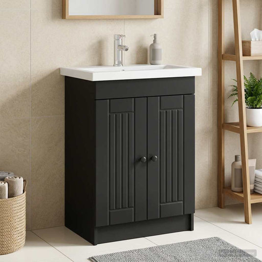Bathroom under Sink Cabinet Black 78.5 x 37.5 x 81 cm