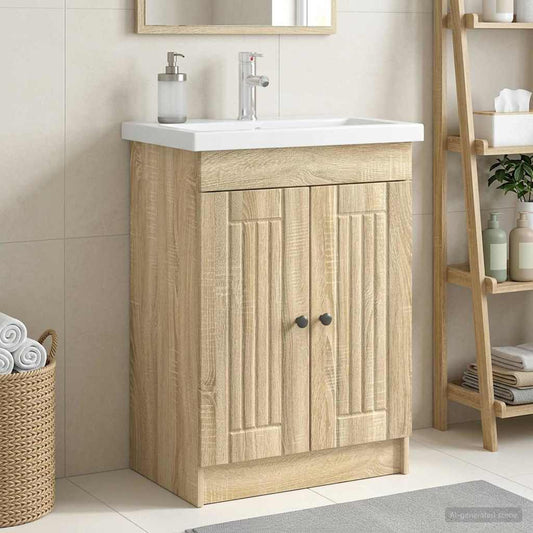 Bathroom under Sink Cabinet Sonoma Oak 78.5 x 37.5 x 81 cm