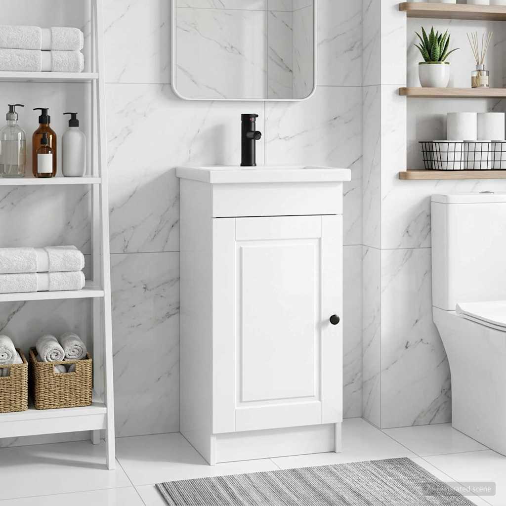 Bathroom Vanity with Sink High Gloss White 42 x 40 x 84.5 cm