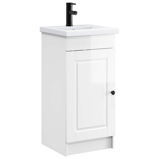 Bathroom Vanity with Sink High Gloss White 42 x 40 x 84.5 cm