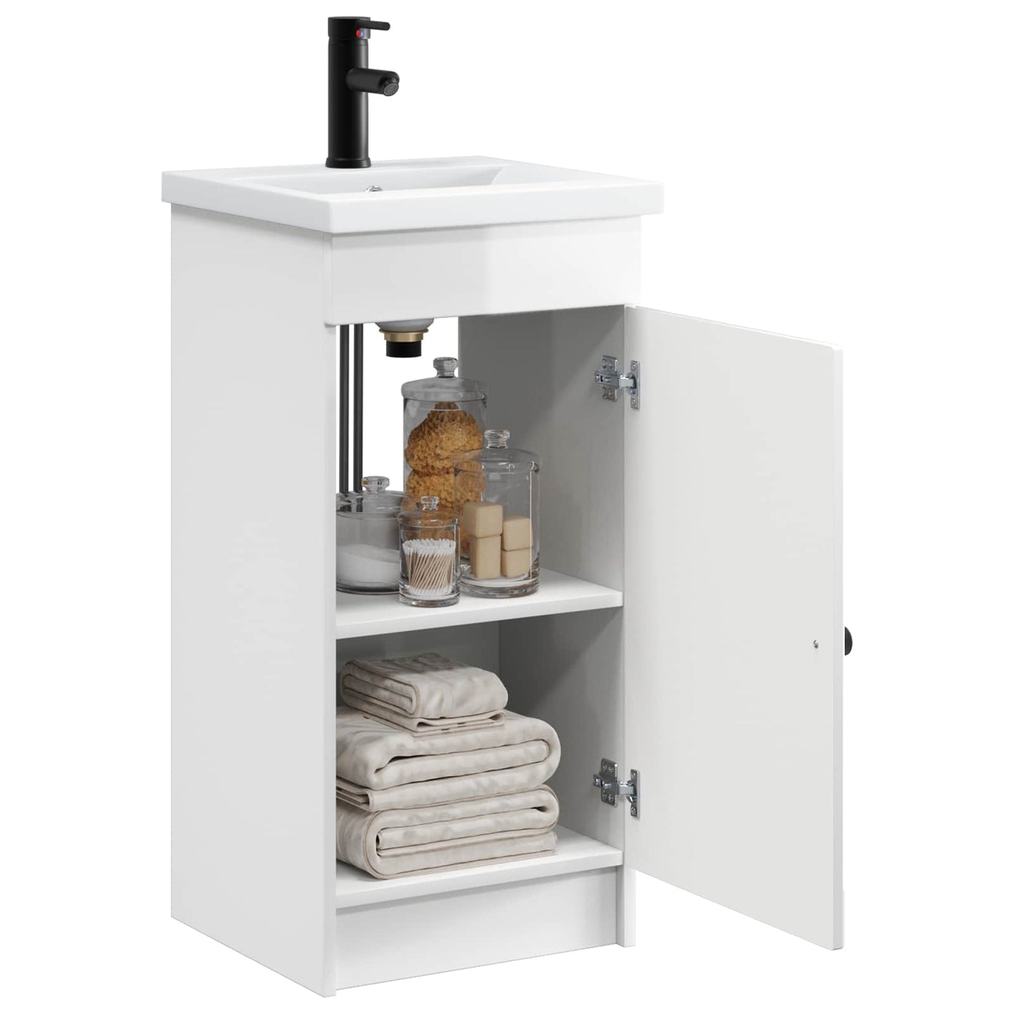 Bathroom Vanity with Sink High Gloss White 42 x 40 x 84.5 cm
