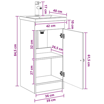 Bathroom Vanity with Sink Grey Sonoma 42 x 40 x 84.5 cm