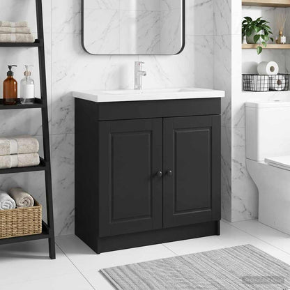 Bathroom under Sink Cabinet Black 56 x 37.5 x 81 cm