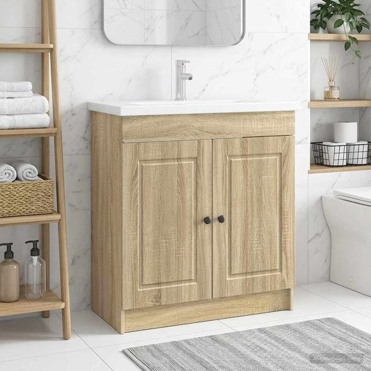 Bathroom under Sink Cabinet Sonoma Oak 56 x 37.5 x 81 cm