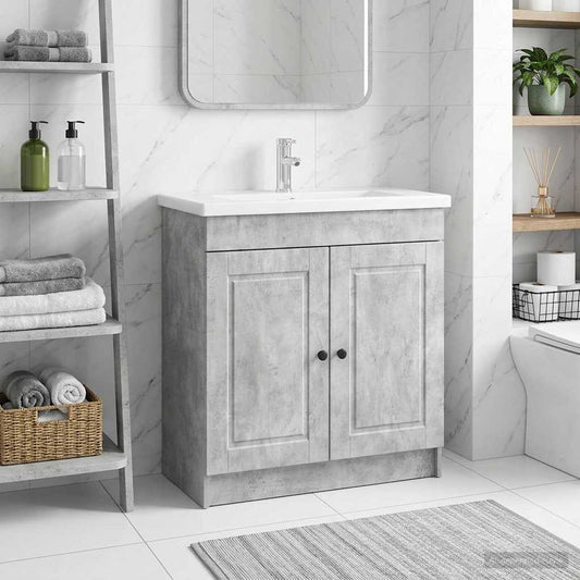 Bathroom under Sink Cabinet Concrete Grey 56 x 37.5 x 81 cm