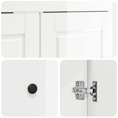 Bathroom under Sink Cabinet High Gloss White 56 x 37.5 x 81 cm