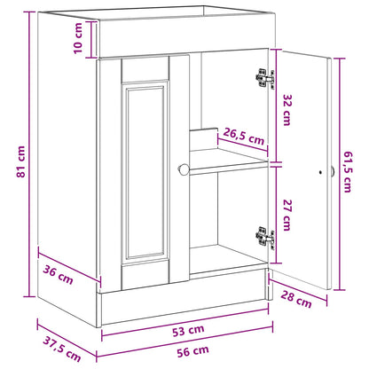 Bathroom under Sink Cabinet High Gloss White 56 x 37.5 x 81 cm