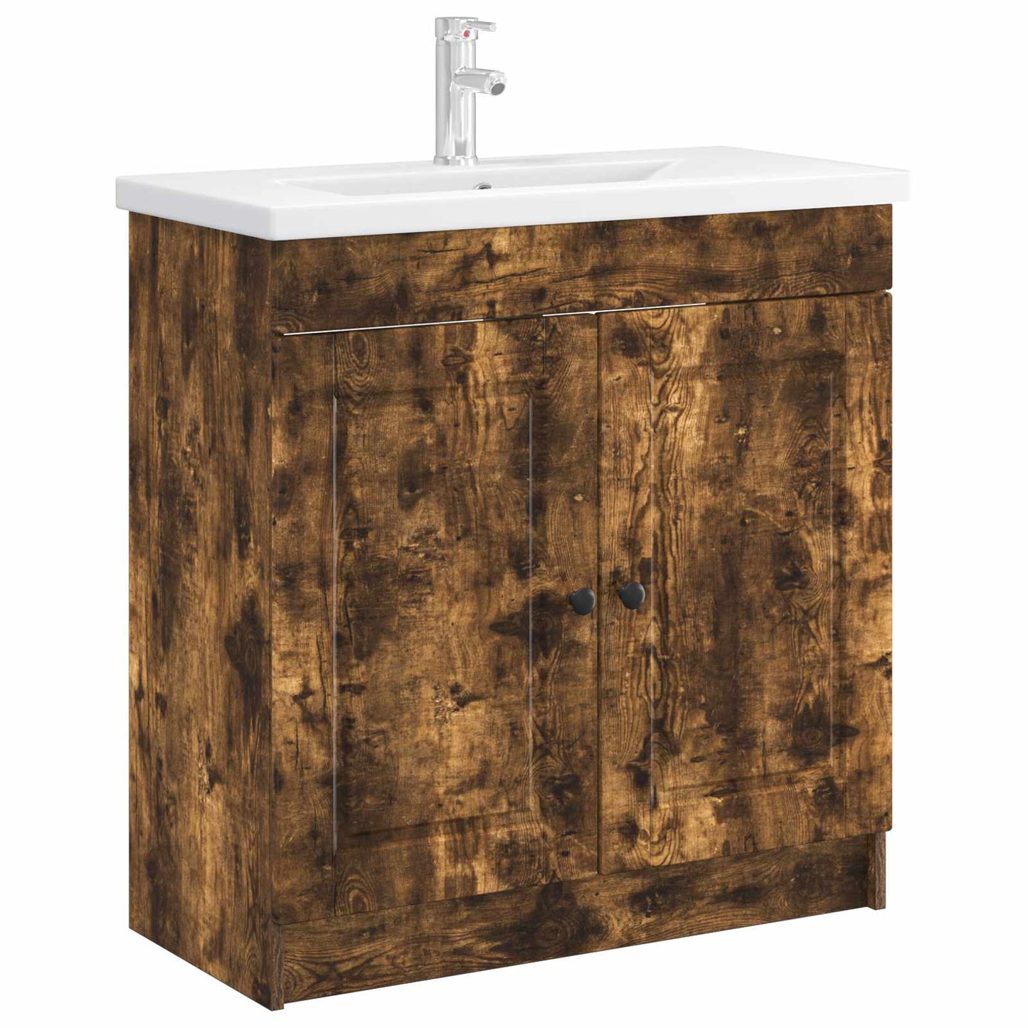 Bathroom under Sink Cabinet Smoked Oak 56 x 37.5 x 81 cm