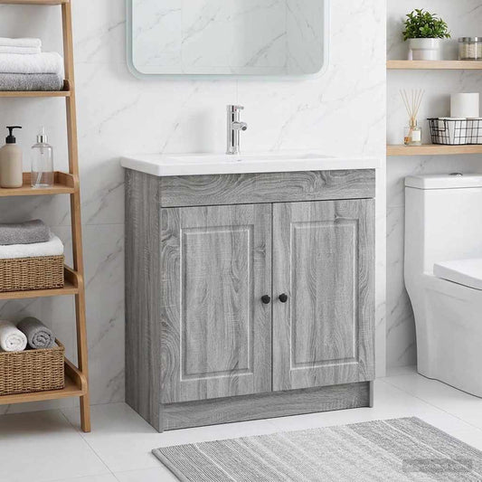 Bathroom under Sink Cabinet Grey Sonoma 56 x 37.5 x 81 cm