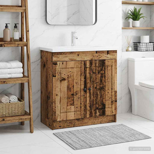 Bathroom under Sink Cabinet Old Wood 56 x 37.5 x 81 cm