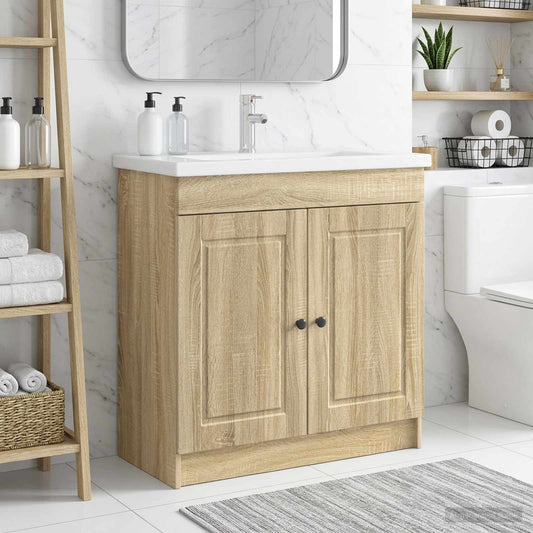 Bathroom under Sink Cabinet Sonoma Oak 78.5 x 37.5 x 81 cm